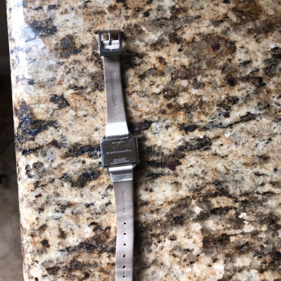 BCBGMaxAzria Rhinestone & White Strap Watch (EUC)